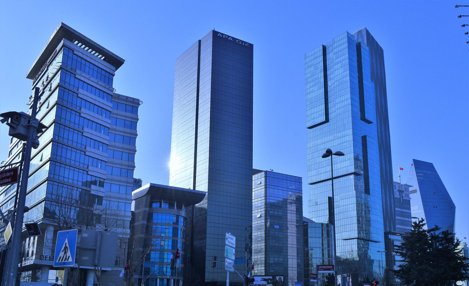 Glass office towers of the Levent financial district in Istanbul