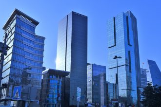 Glass office towers of the Levent financial district in Istanbul