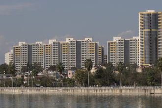 TOKİ public housing tower blocks along a waterfront