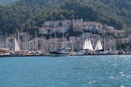 Hillside homes overlooking the marina and bay of Fethiye
