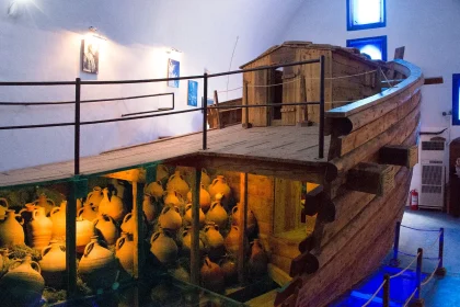 Ancient shipwreck display at the Bodrum Museum of Underwater Archaeology
