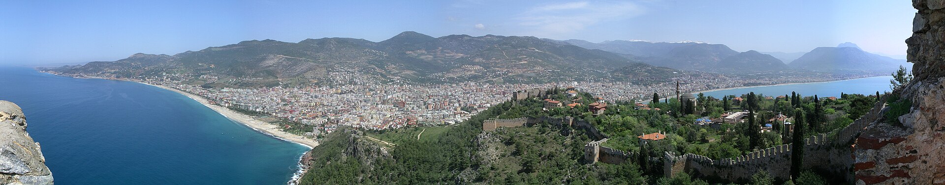 Panoramic view of Alanya on the Mediterranean coast