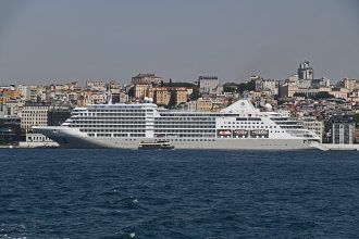 Cruise ship docked at Galataport on the Istanbul waterfront