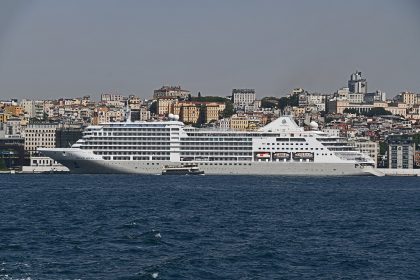 Cruise ship docked at Galataport on the Istanbul waterfront