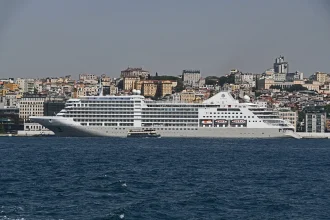 Cruise ship docked at Galataport on the Istanbul waterfront