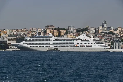 Cruise ship docked at Galataport on the Istanbul waterfront