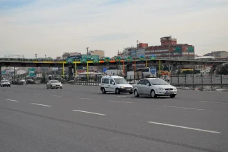 Mahmutbey toll plaza on the O-3 motorway in Istanbul
