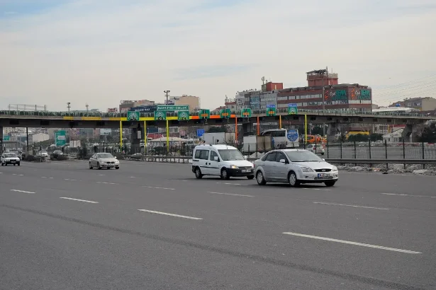 Mahmutbey toll plaza on the O-3 motorway in Istanbul