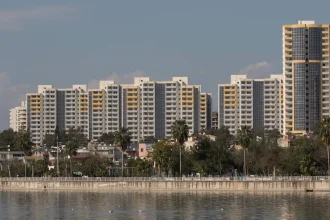 TOKİ public housing tower blocks along a waterfront
