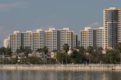 TOKİ public housing tower blocks along a waterfront