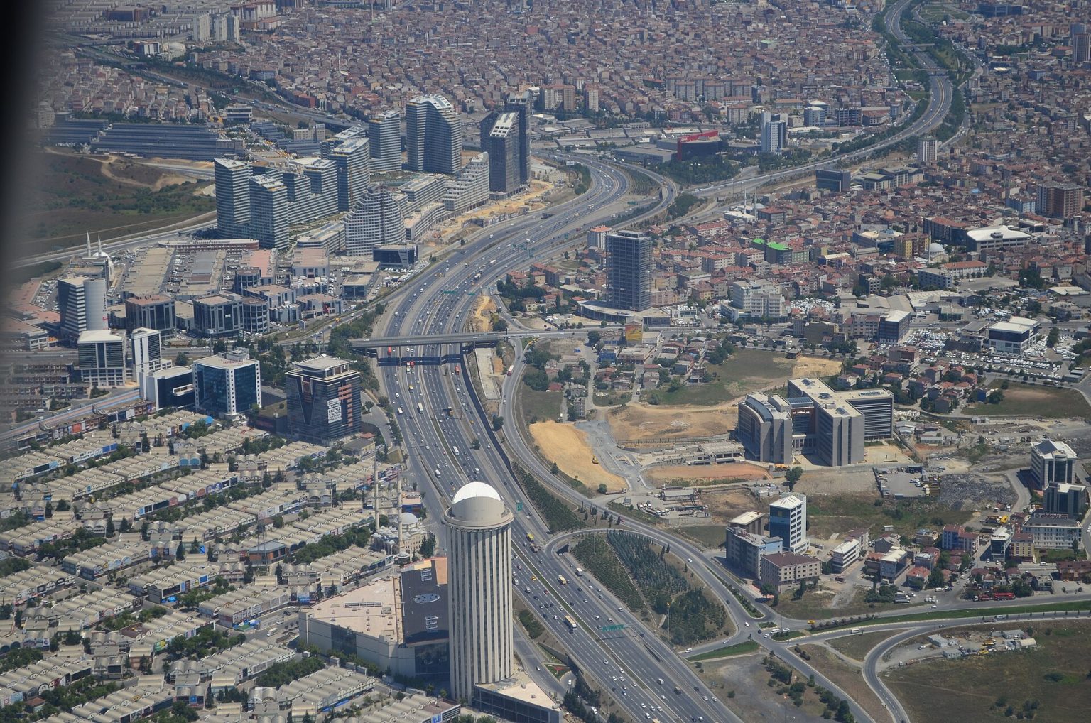 Aerial view of dense residential neighbourhoods in Istanbul